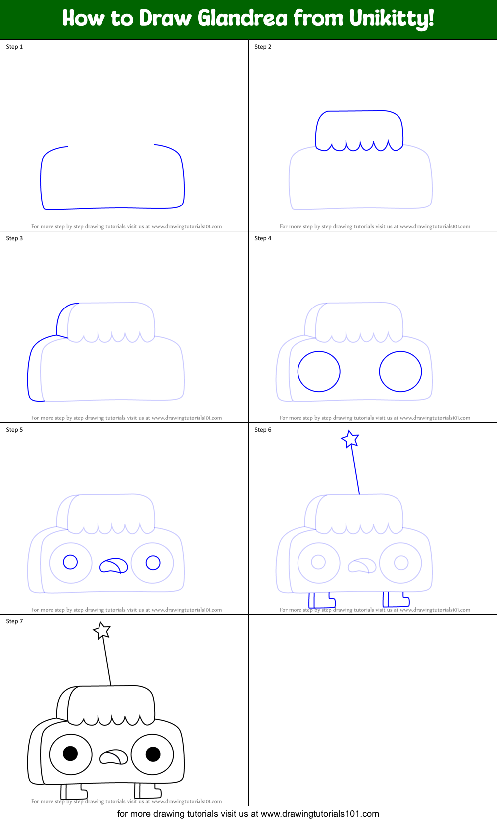 How to Draw Glandrea from Unikitty! Printable Step by Step