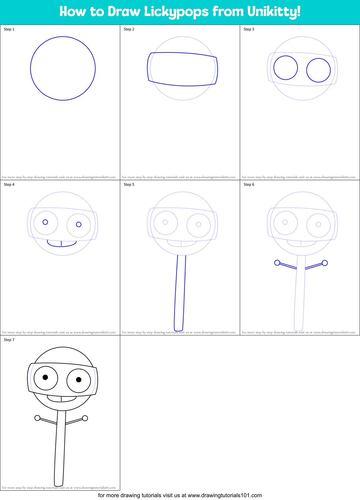 How to Draw Lickypops from Unikitty! Printable Step by Step