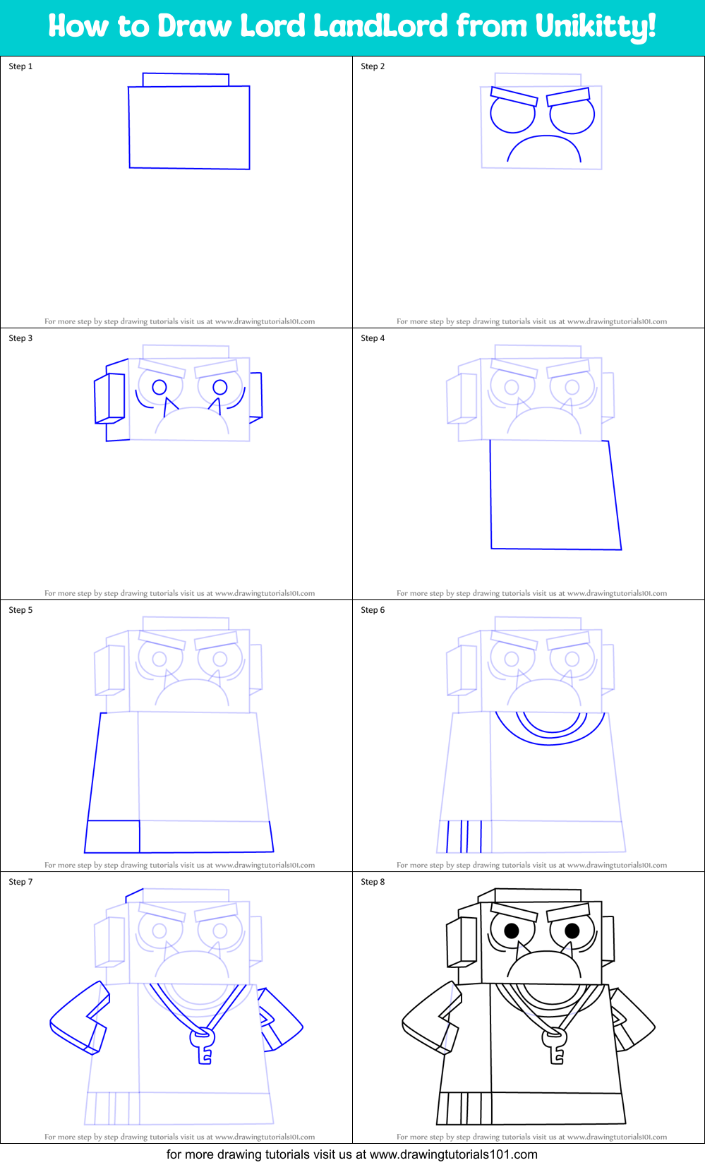 How to Draw Lord LandLord from Unikitty! Printable Step by Step