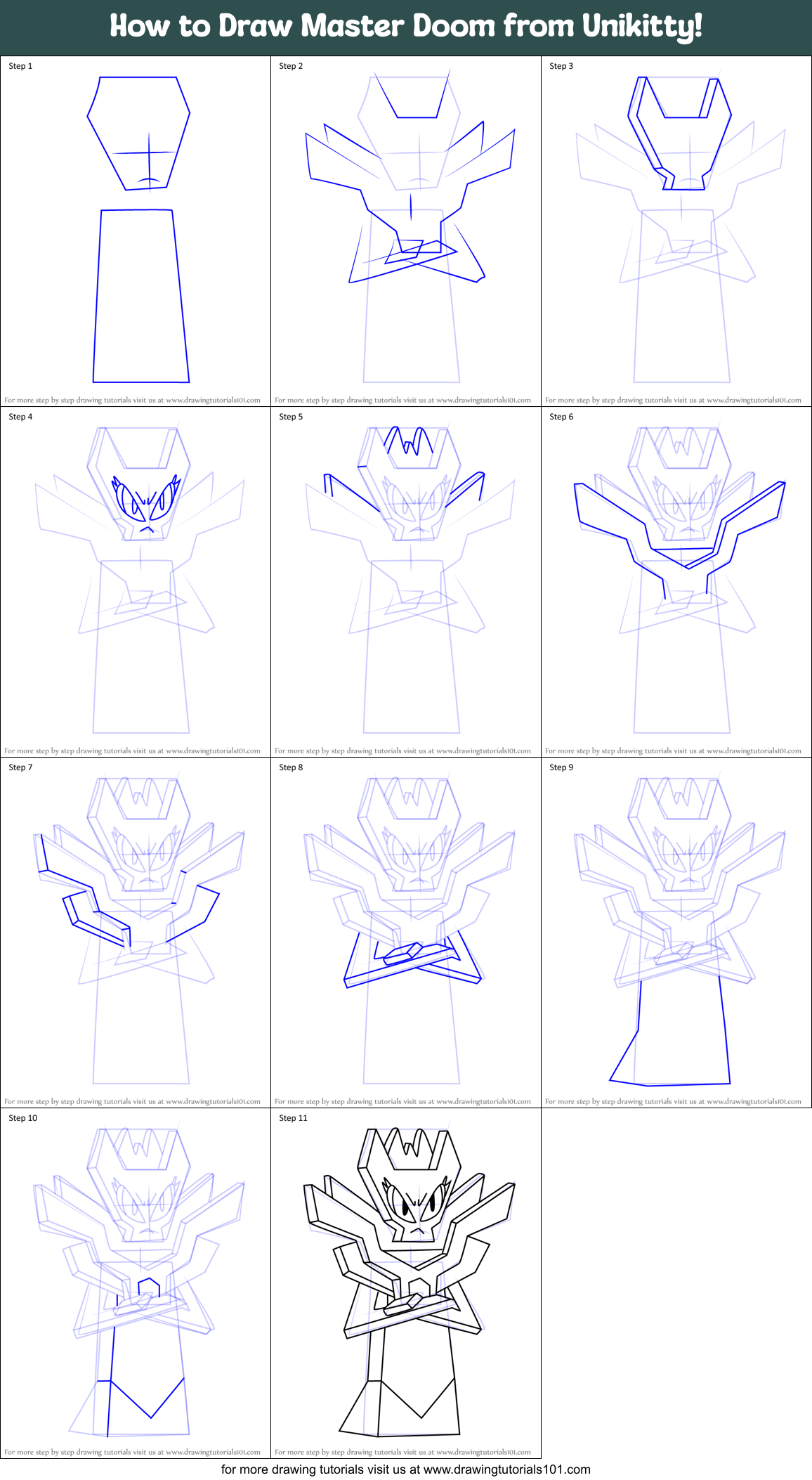 How to Draw Master Doom from Unikitty! Printable Step by Step