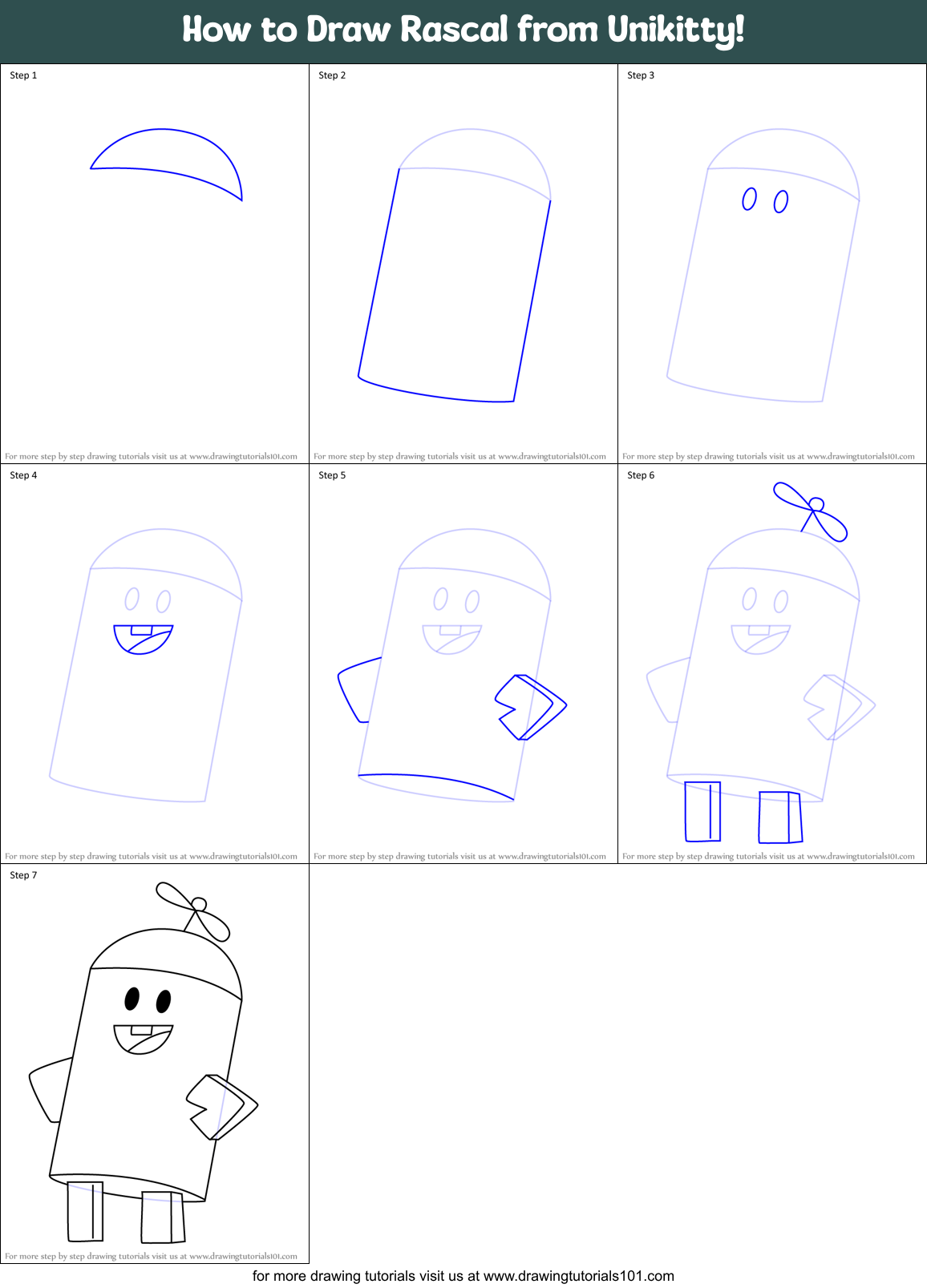 How to Draw Rascal from Unikitty! Printable Step by Step