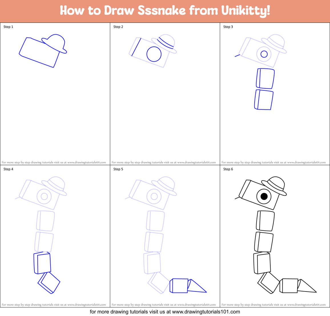 How to Draw Sssnake from Unikitty! Printable Step by Step