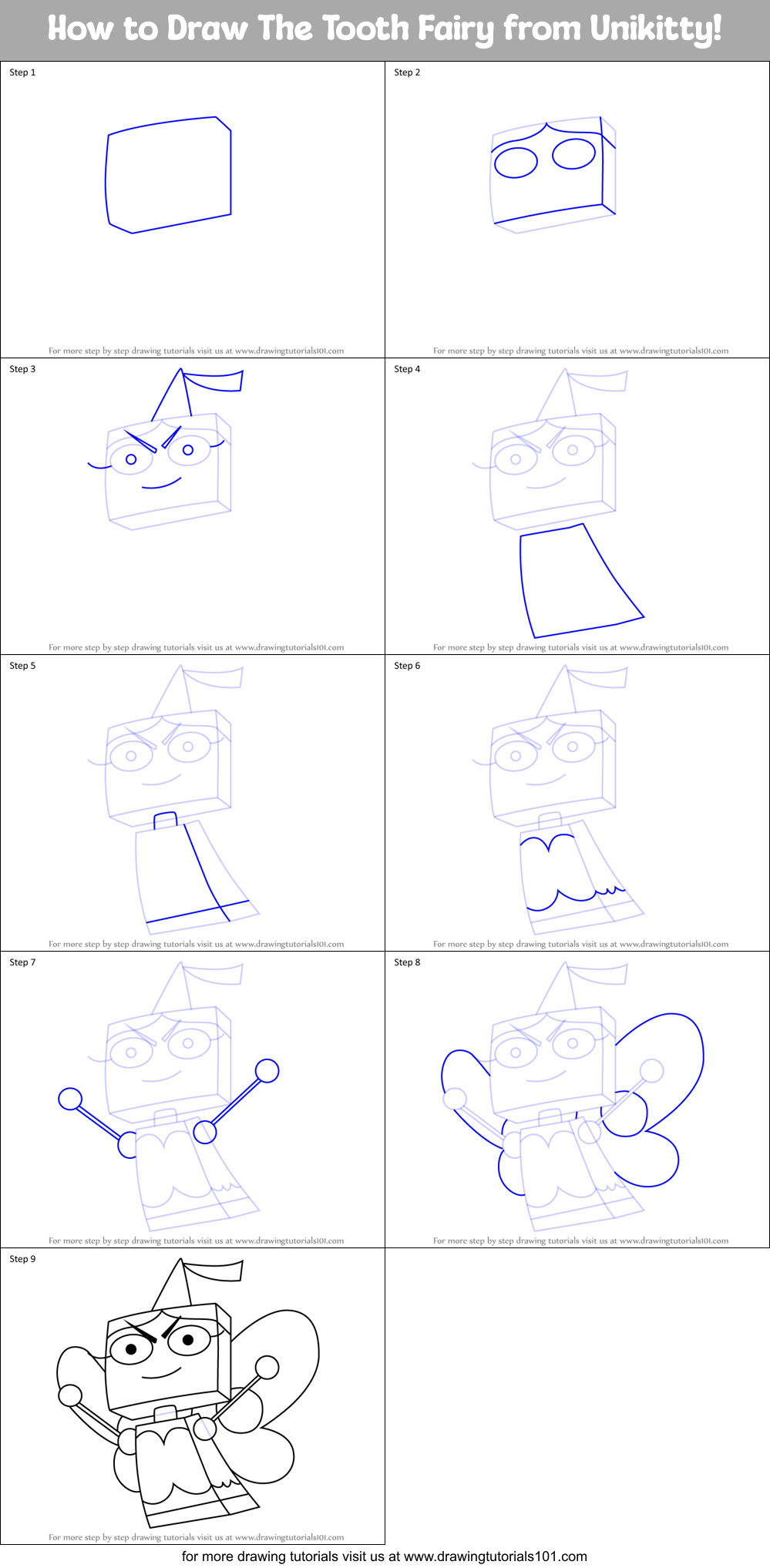 How to Draw The Tooth Fairy from Unikitty! Printable Step by Step