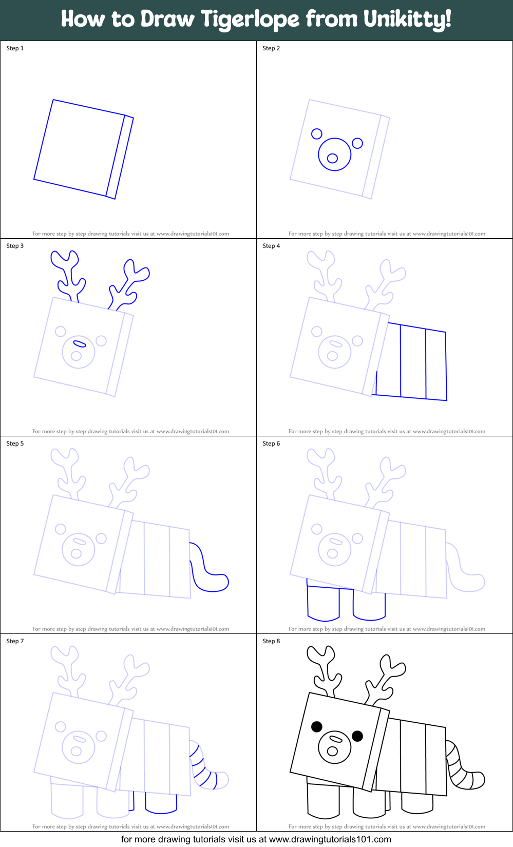How to Draw Tigerlope from Unikitty! Printable Step by Step