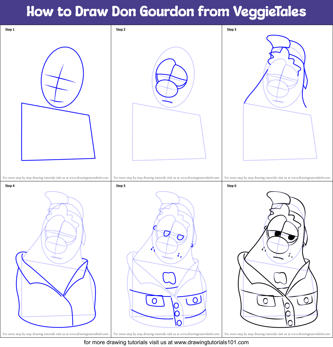 How to Draw Don Gourdon from VeggieTales Printable Step by Step