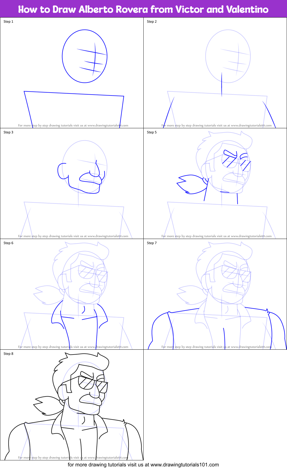 How to Draw Alberto Rovera from Victor and Valentino Printable Step by Step