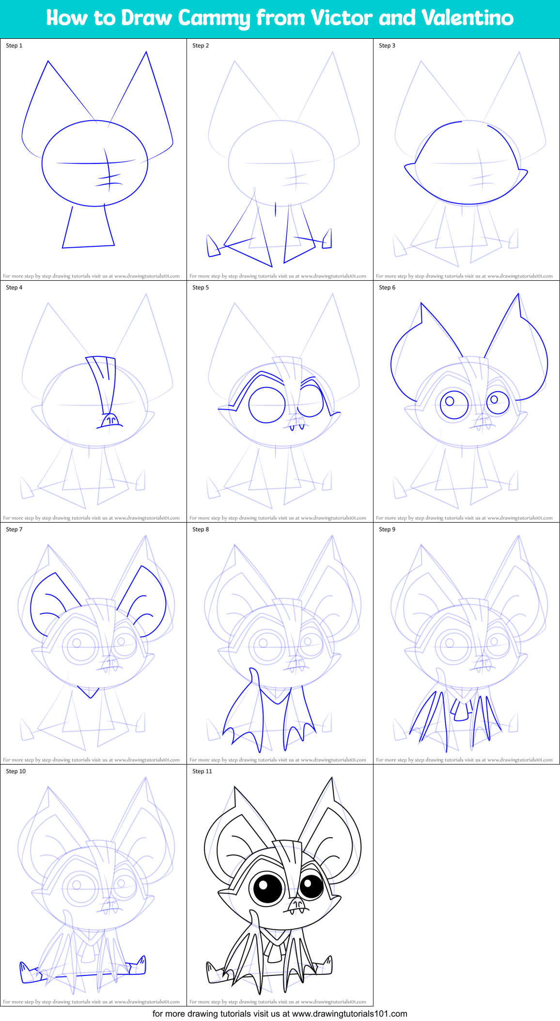 How to Draw Cammy from Victor and Valentino Printable Step by Step