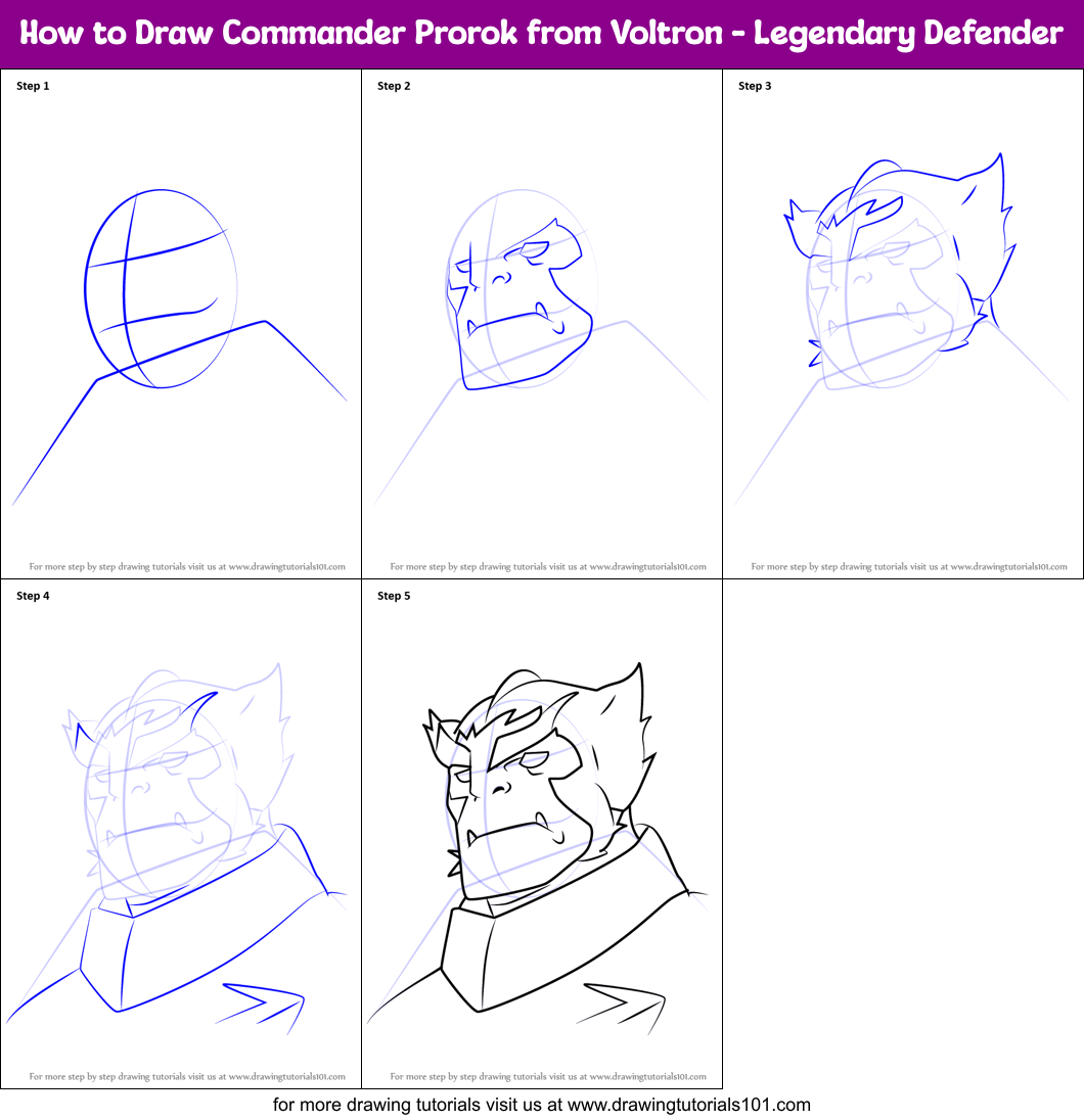 How to Draw Commander Prorok from Voltron - Legendary Defender Printable Step by Step