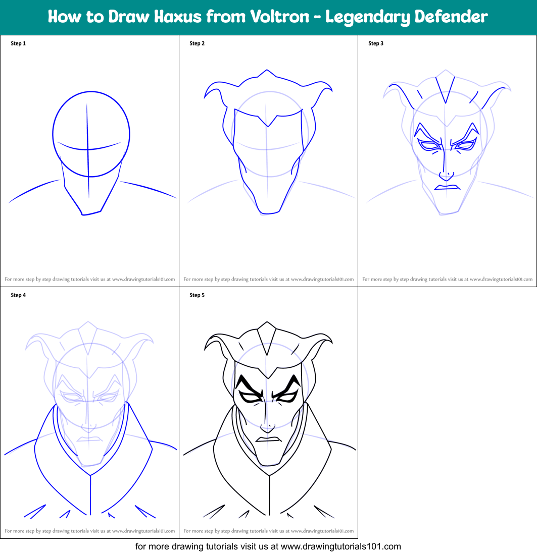 How to Draw Haxus from Voltron - Legendary Defender Printable Step by Step