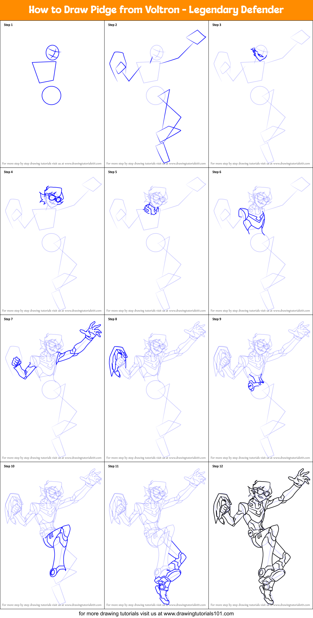 How to Draw Pidge from Voltron - Legendary Defender Printable Step by Step