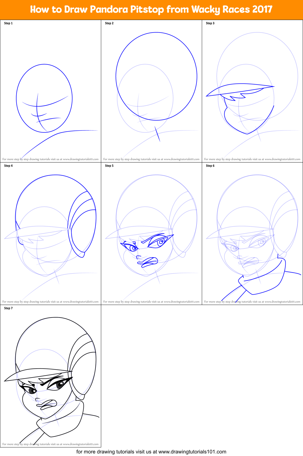 How to Draw Pandora Pitstop from Wacky Races 2017 Printable Step by Step