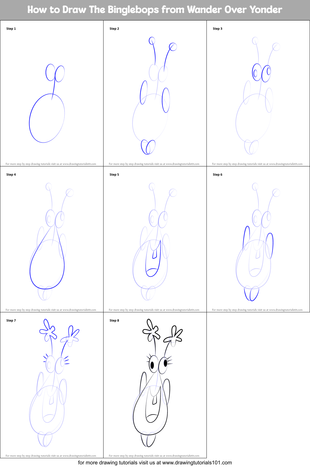 How to Draw The Binglebops from Wander Over Yonder Printable Step by Step