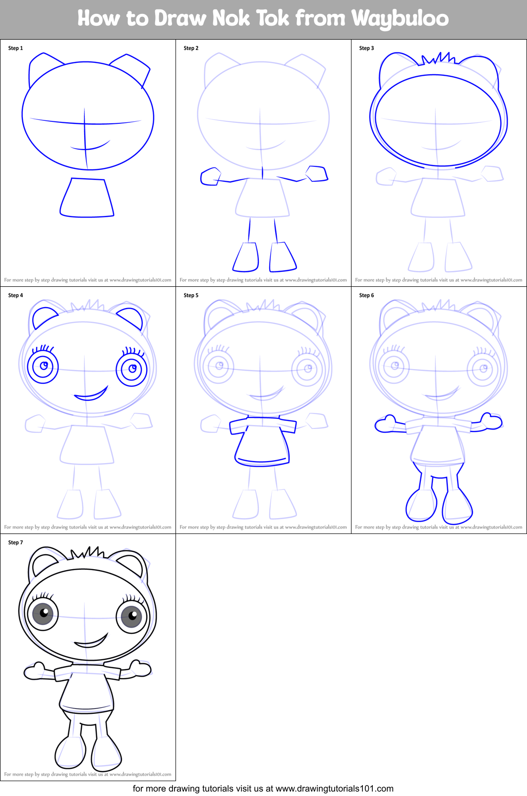 How to Draw Nok Tok from Waybuloo Printable Step by Step