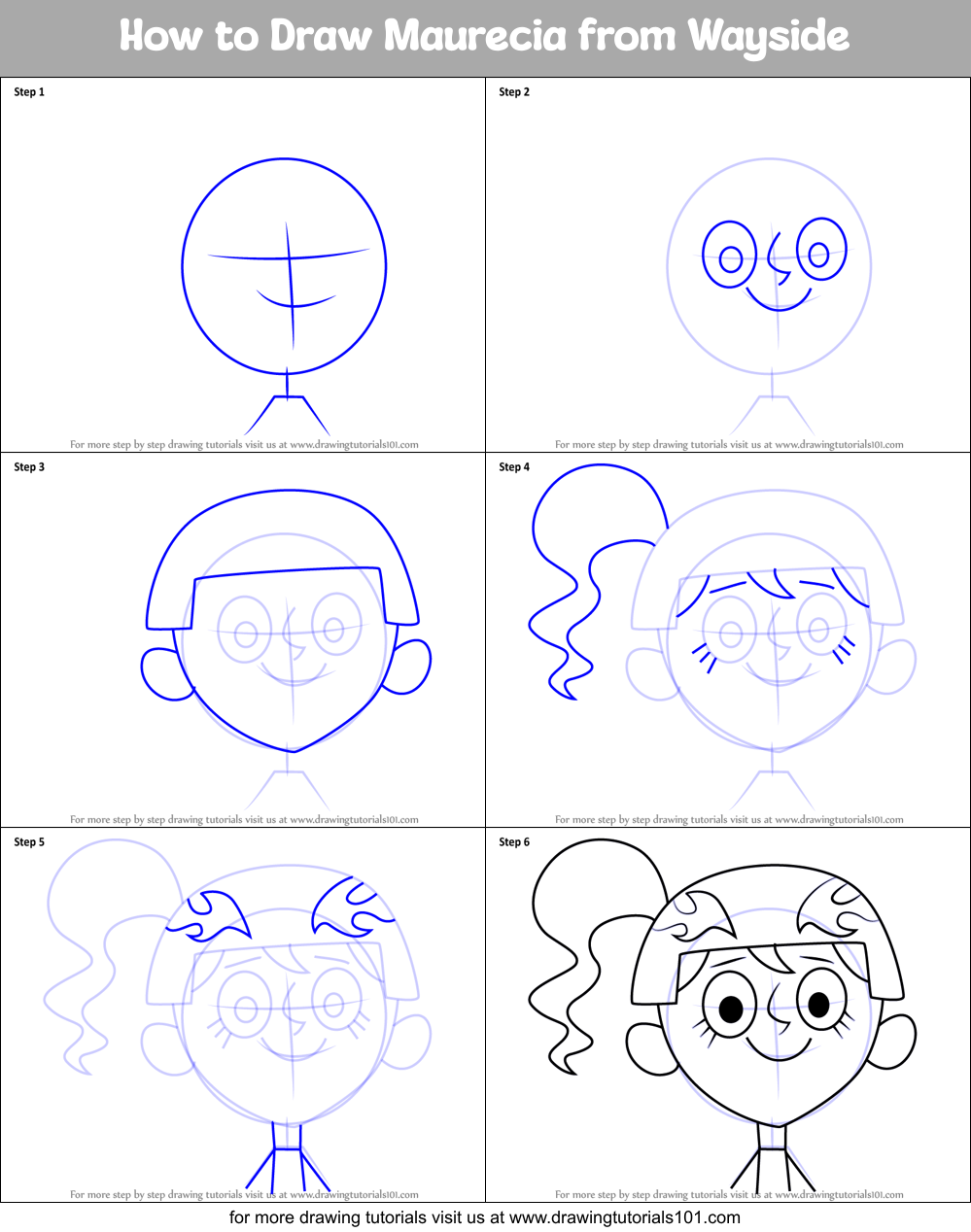 How to Draw Maurecia from Wayside Printable Step by Step