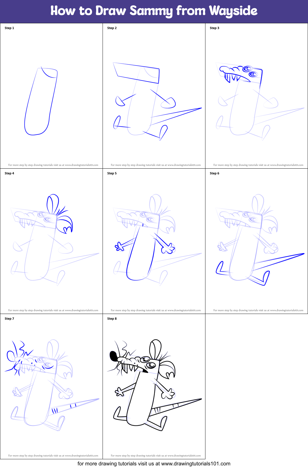 How to Draw Sammy from Wayside Printable Step by Step