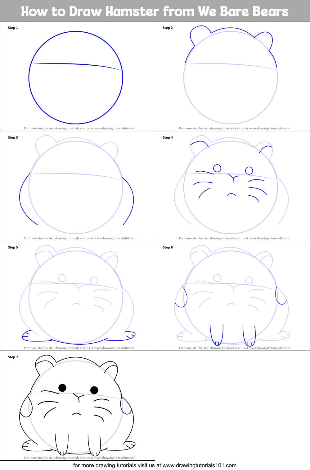 How to Draw Hamster from We Bare Bears printable step by step drawing ...