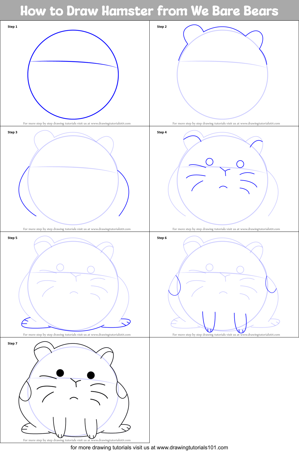 How to Draw Hamster from We Bare Bears Printable Step by Step