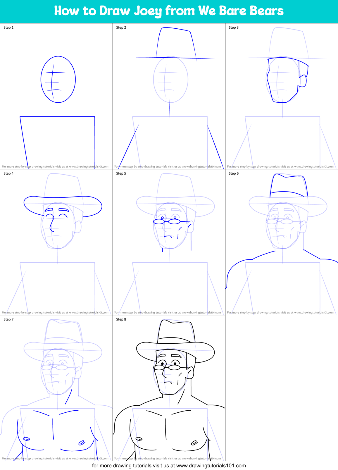 How to Draw Joey from We Bare Bears Printable Step by Step