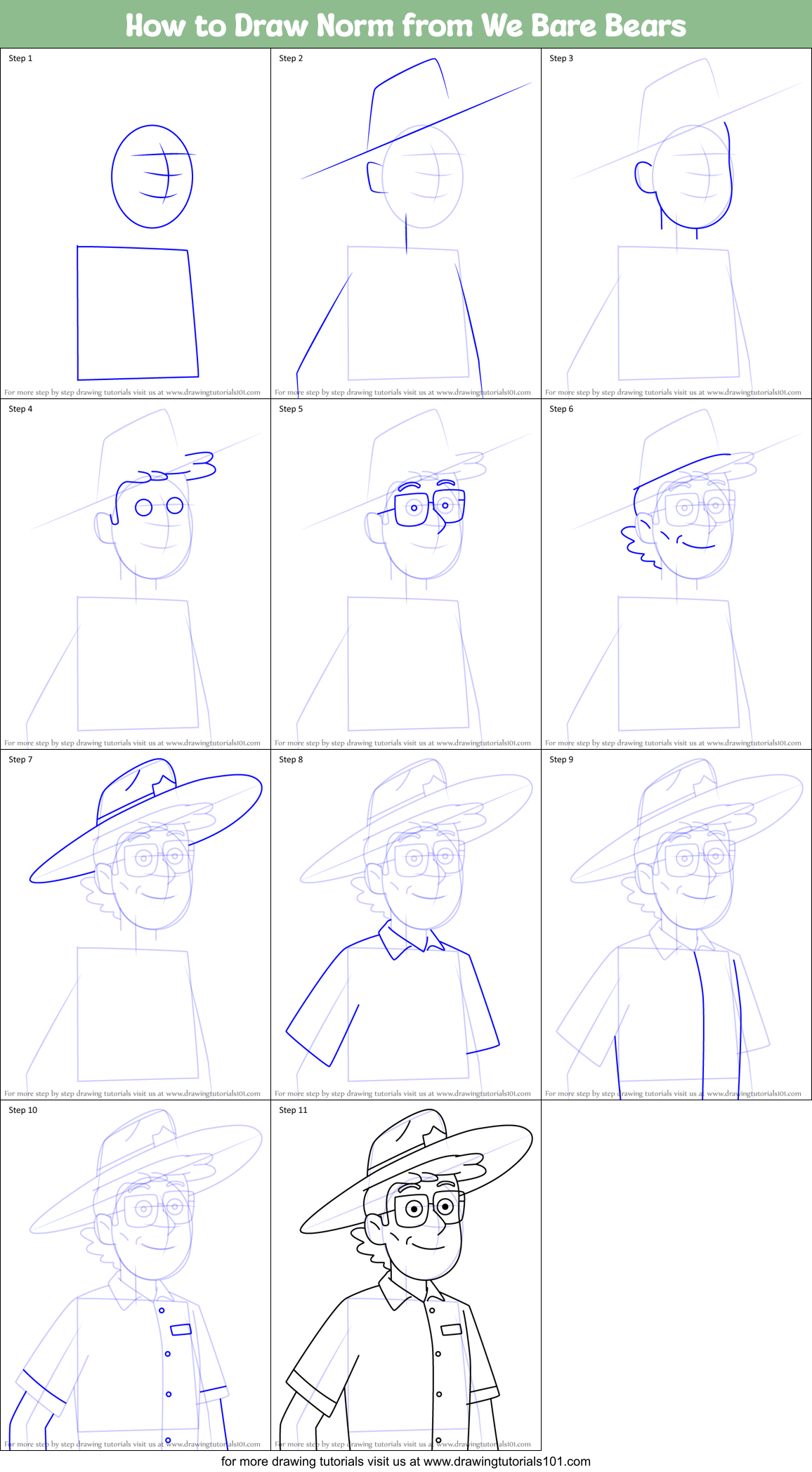 How to Draw Norm from We Bare Bears Printable Step by Step