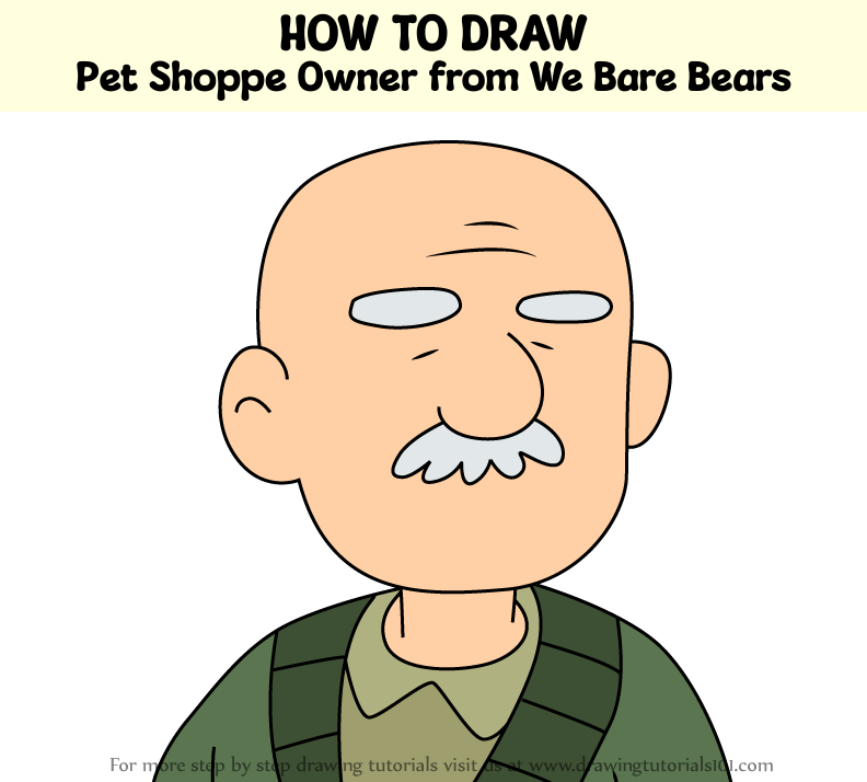 How to Draw Pet Shoppe Owner from We Bare Bears (We Bare Bears) Step by