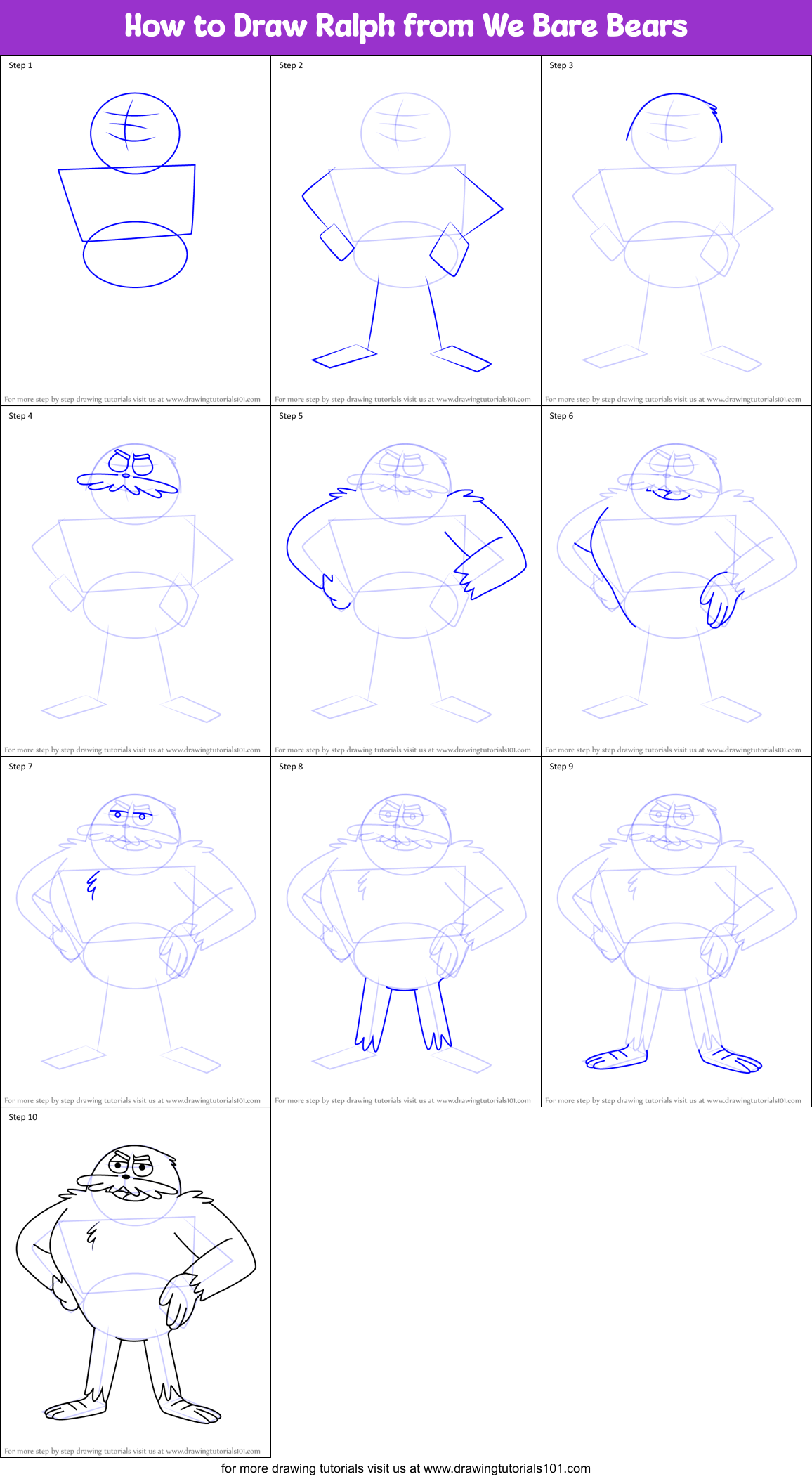 How to Draw Ralph from We Bare Bears Printable Step by Step