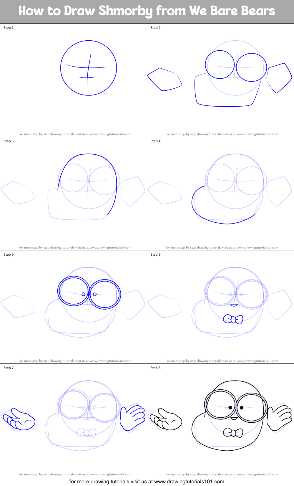 How to Draw Shmorby from We Bare Bears Printable Step by Step