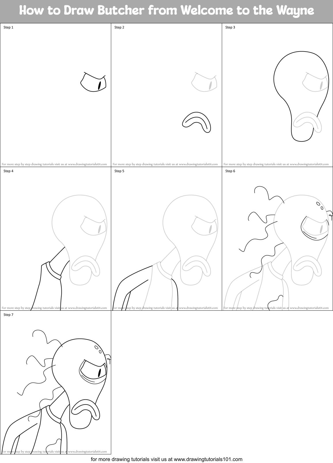 How to Draw Butcher from Welcome to the Wayne Printable Step by Step