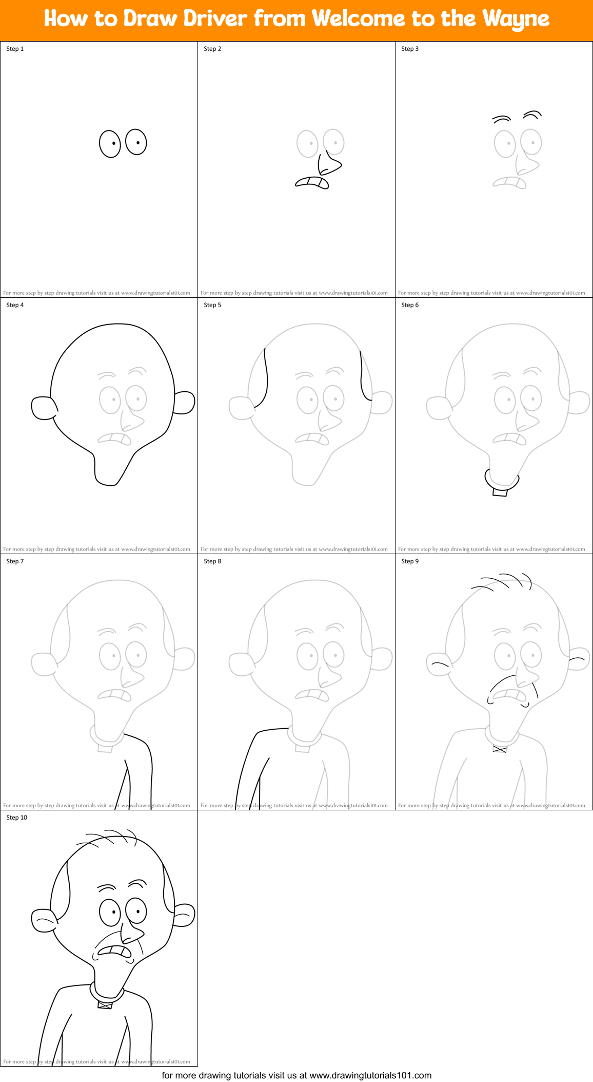How to Draw Driver from Welcome to the Wayne Printable Step by Step