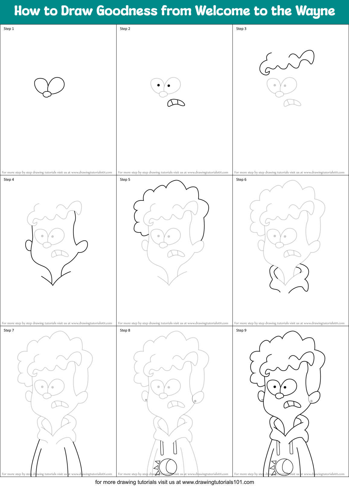 How to Draw Goodness from Welcome to the Wayne Printable Step by Step