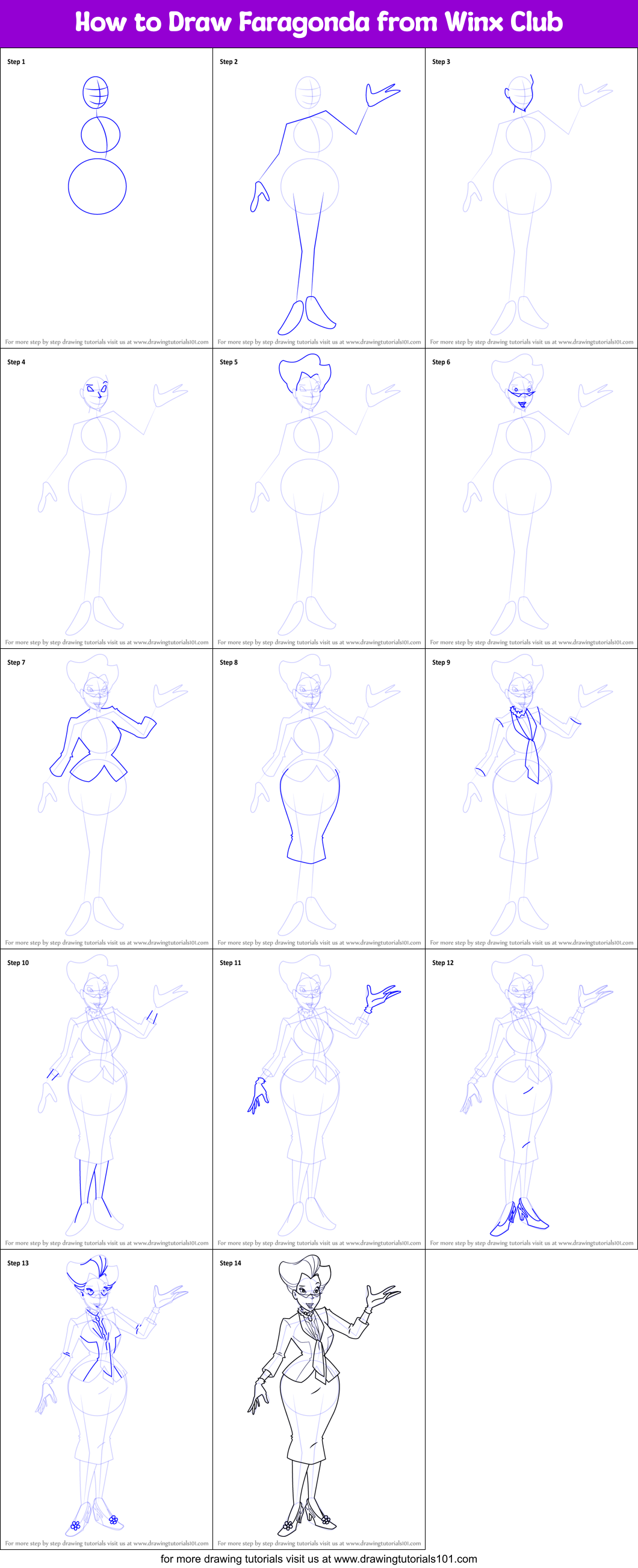 How to Draw Faragonda from Winx Club Printable Step by Step