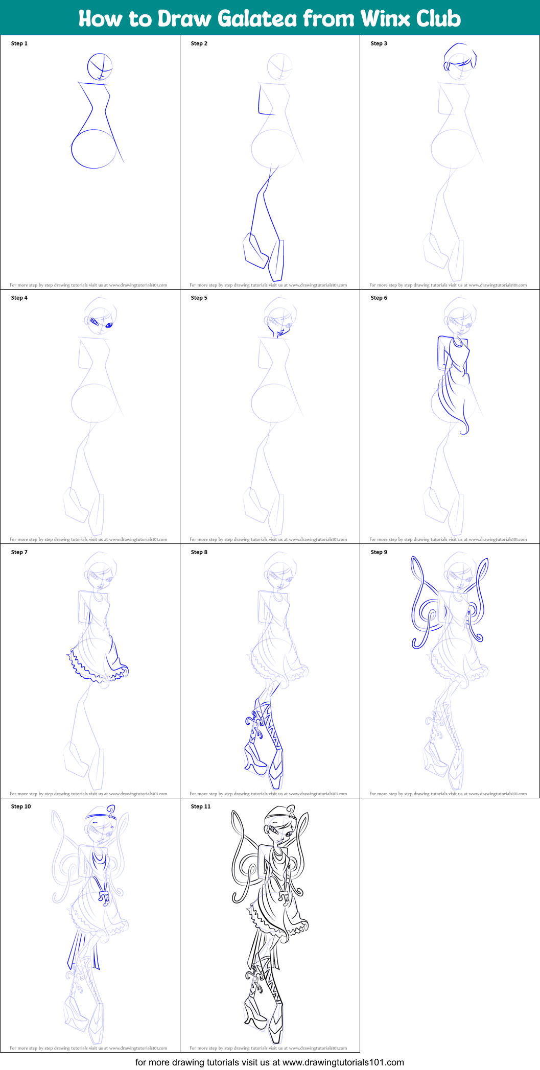 How to Draw Galatea from Winx Club Printable Step by Step