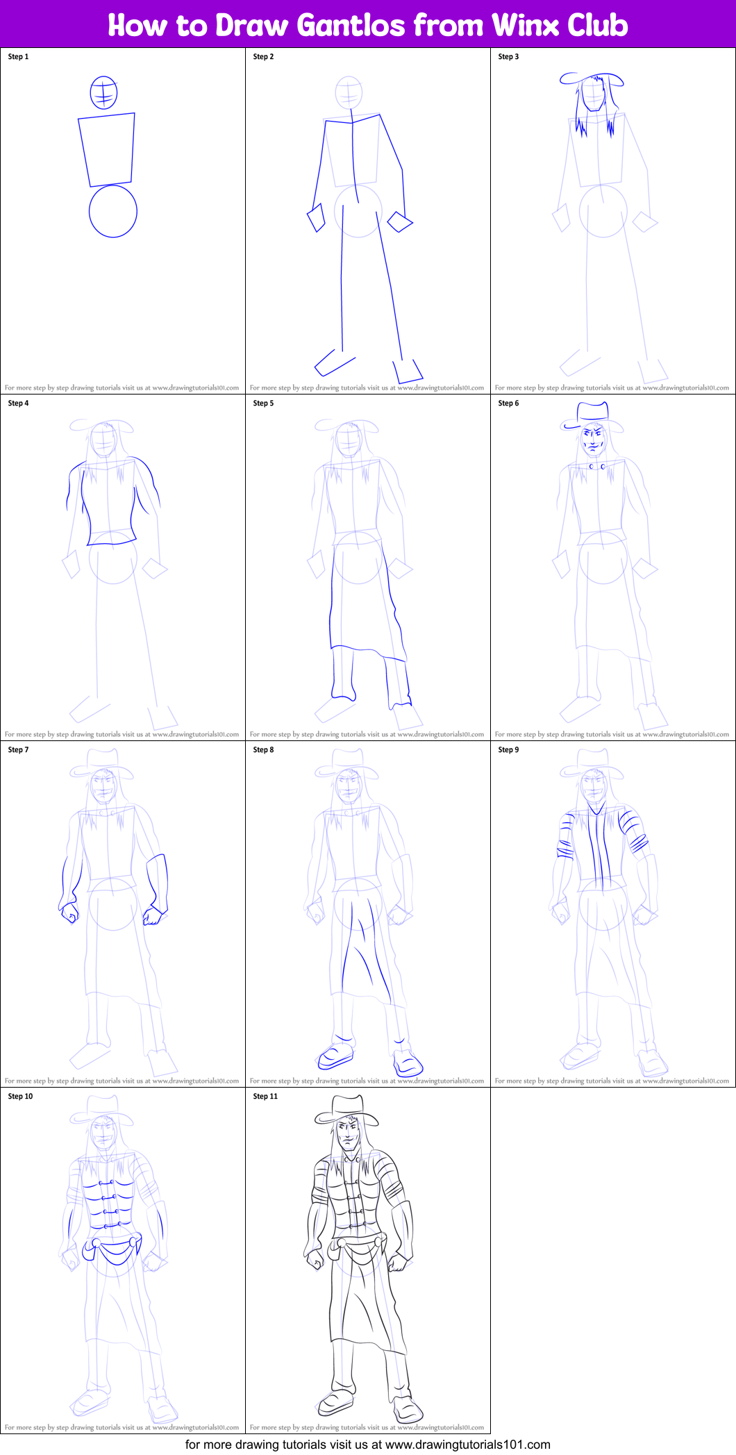 How to Draw Gantlos from Winx Club Printable Step by Step