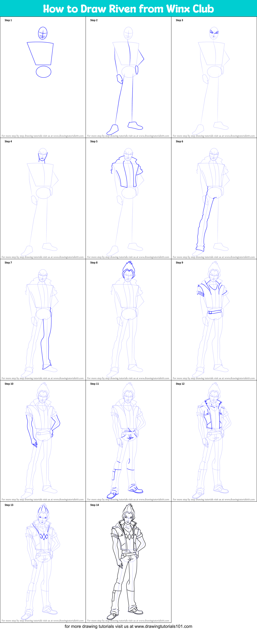 How to Draw Riven from Winx Club Printable Step by Step