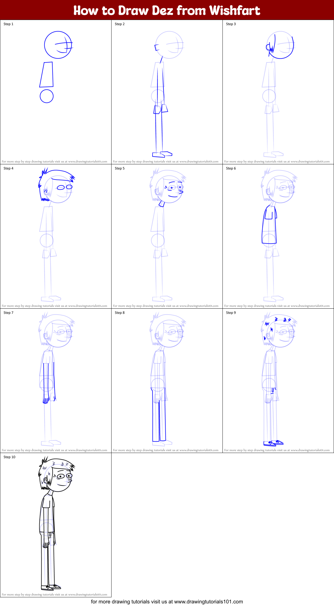 How to Draw Dez from Wishfart Printable Step by Step
