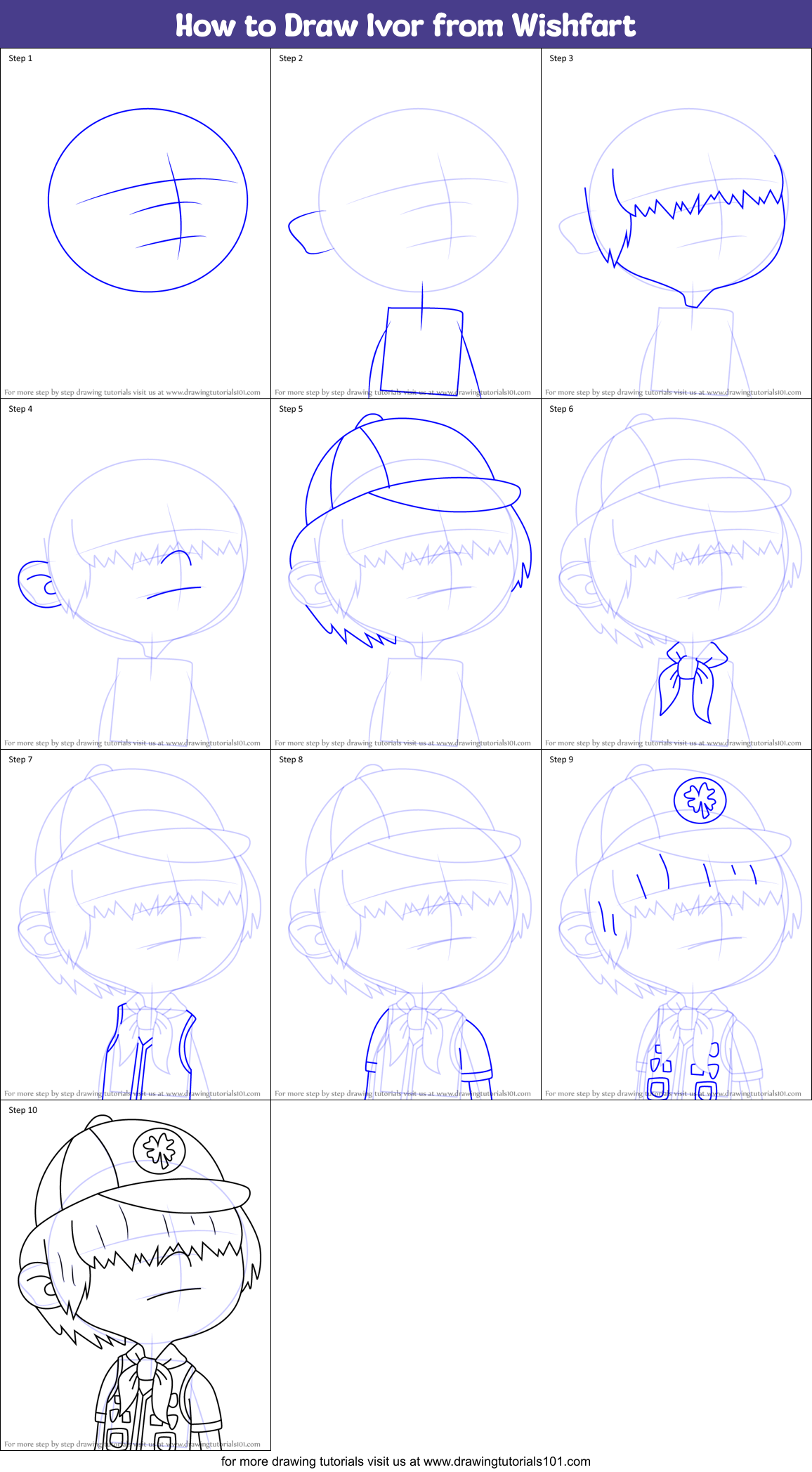 How to Draw Ivor from Wishfart Printable Step by Step