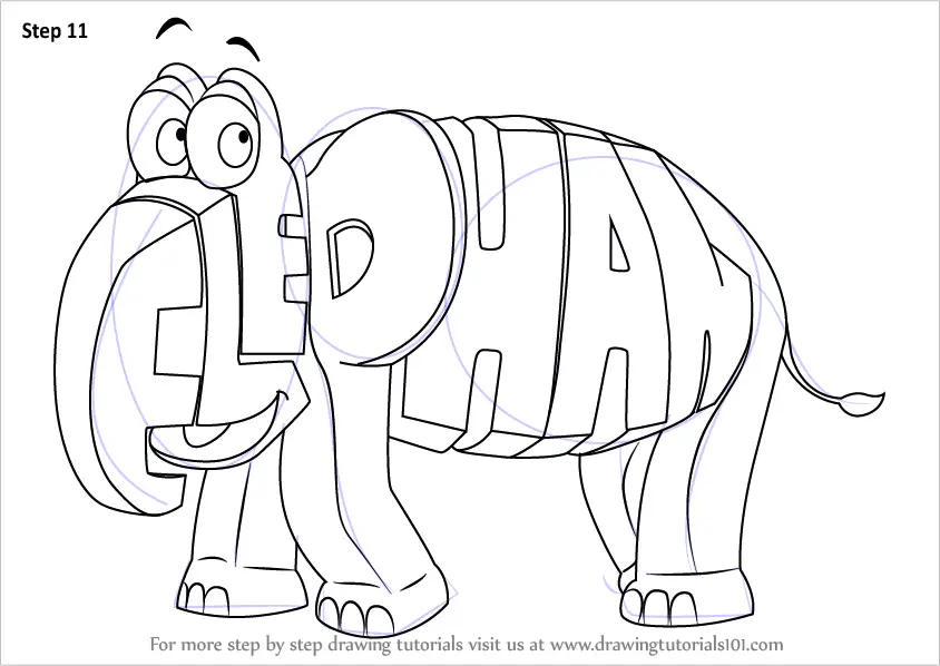 Learn How to Draw Elephant from WordWorld (WordWorld) Step by Step