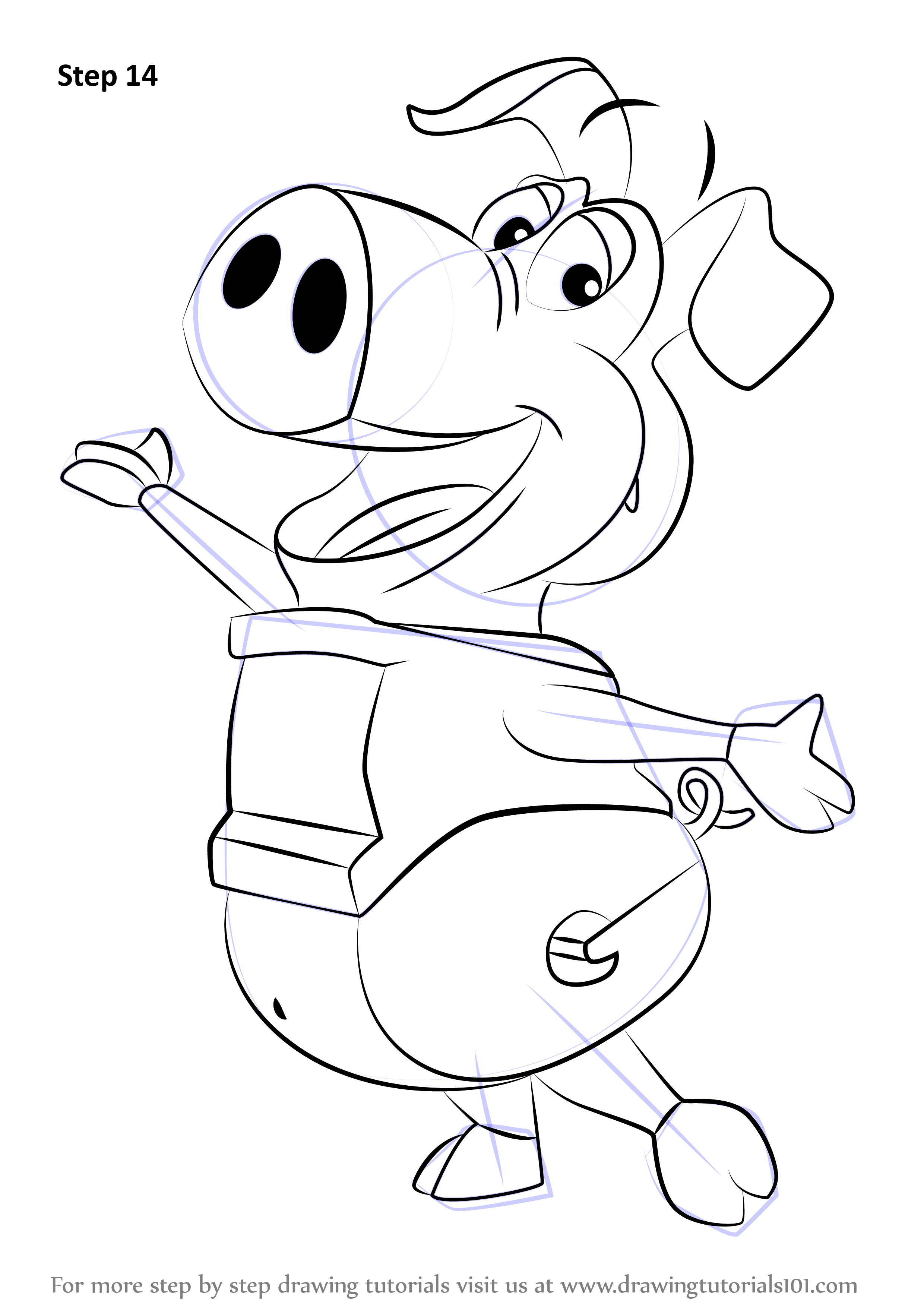 Learn How to Draw Pig from WordWorld (WordWorld) Step by ...