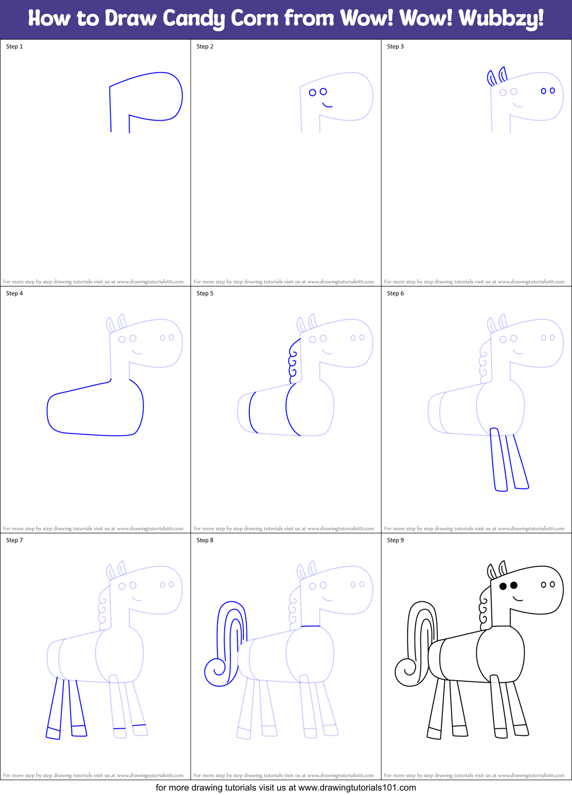 How to Draw Candy Corn from Wow! Wow! Wubbzy! Printable Step by Step