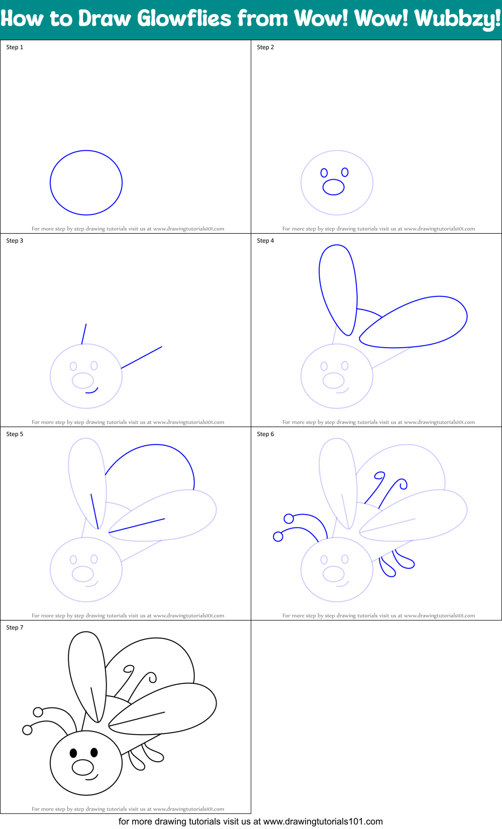 How to Draw Glowflies from Wow! Wow! Wubbzy! Printable Step by Step