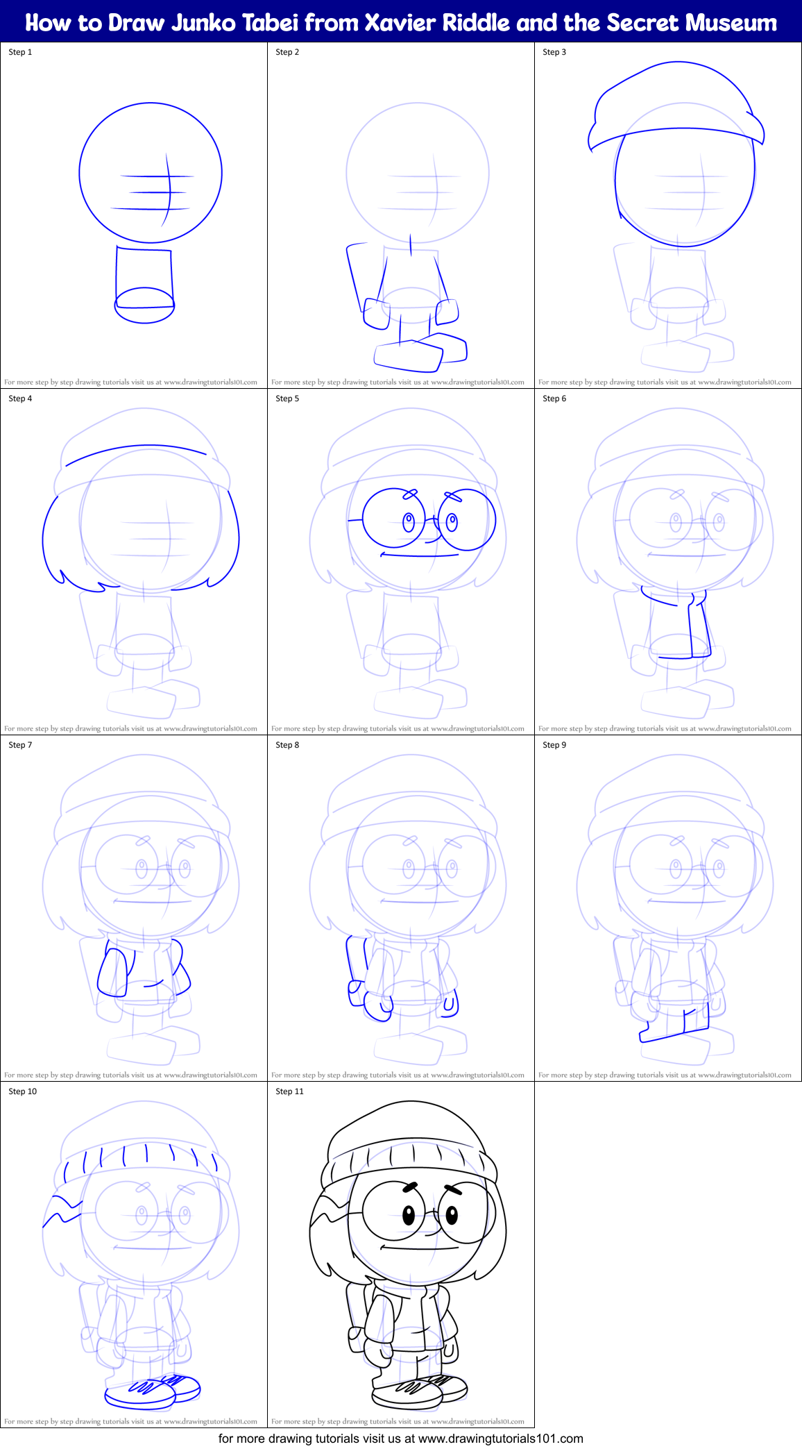 How to Draw Junko Tabei from Xavier Riddle and the Secret Museum Printable Step by Step