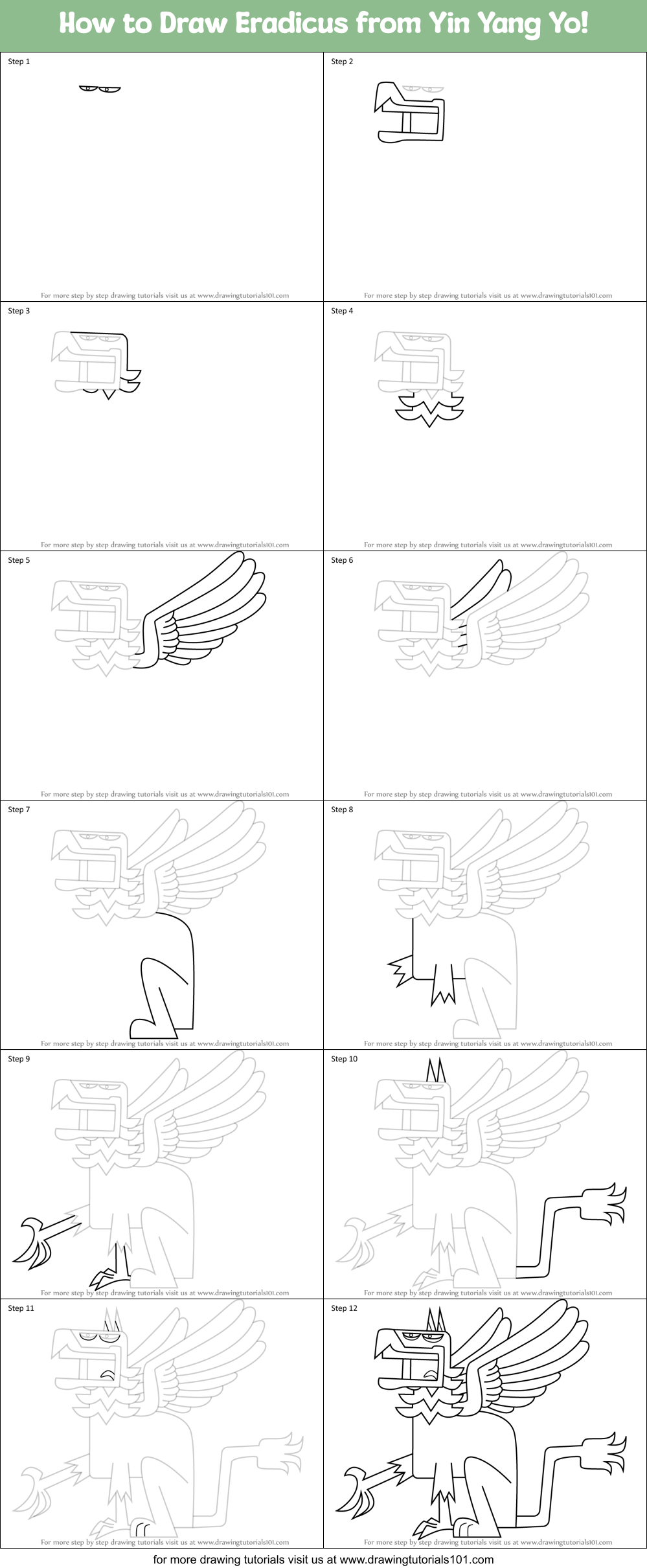 How to Draw Eradicus from Yin Yang Yo! Printable Step by Step