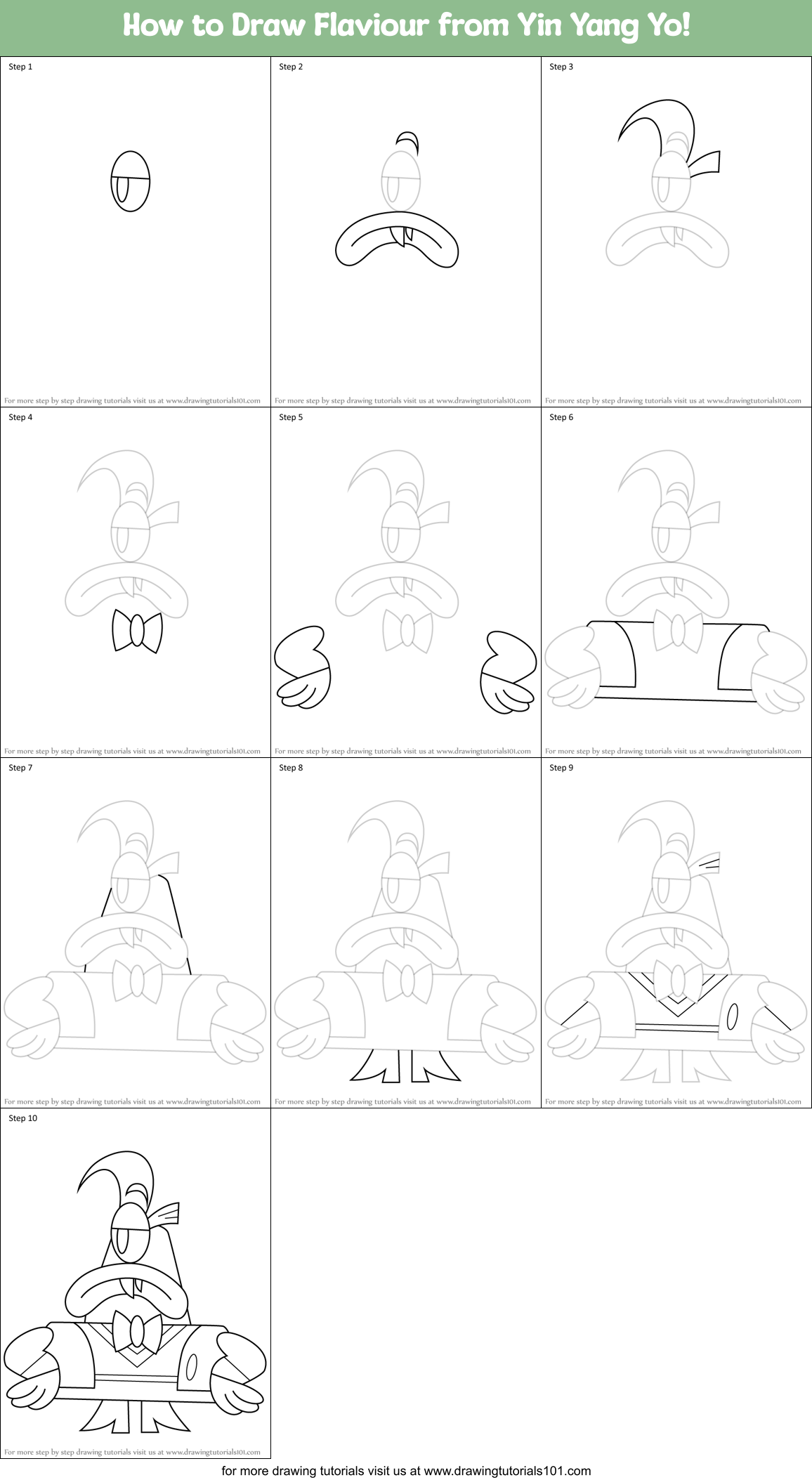 How to Draw Flaviour from Yin Yang Yo! Printable Step by Step