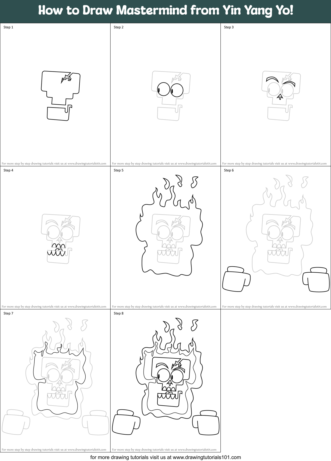 How to Draw Mastermind from Yin Yang Yo! Printable Step by Step