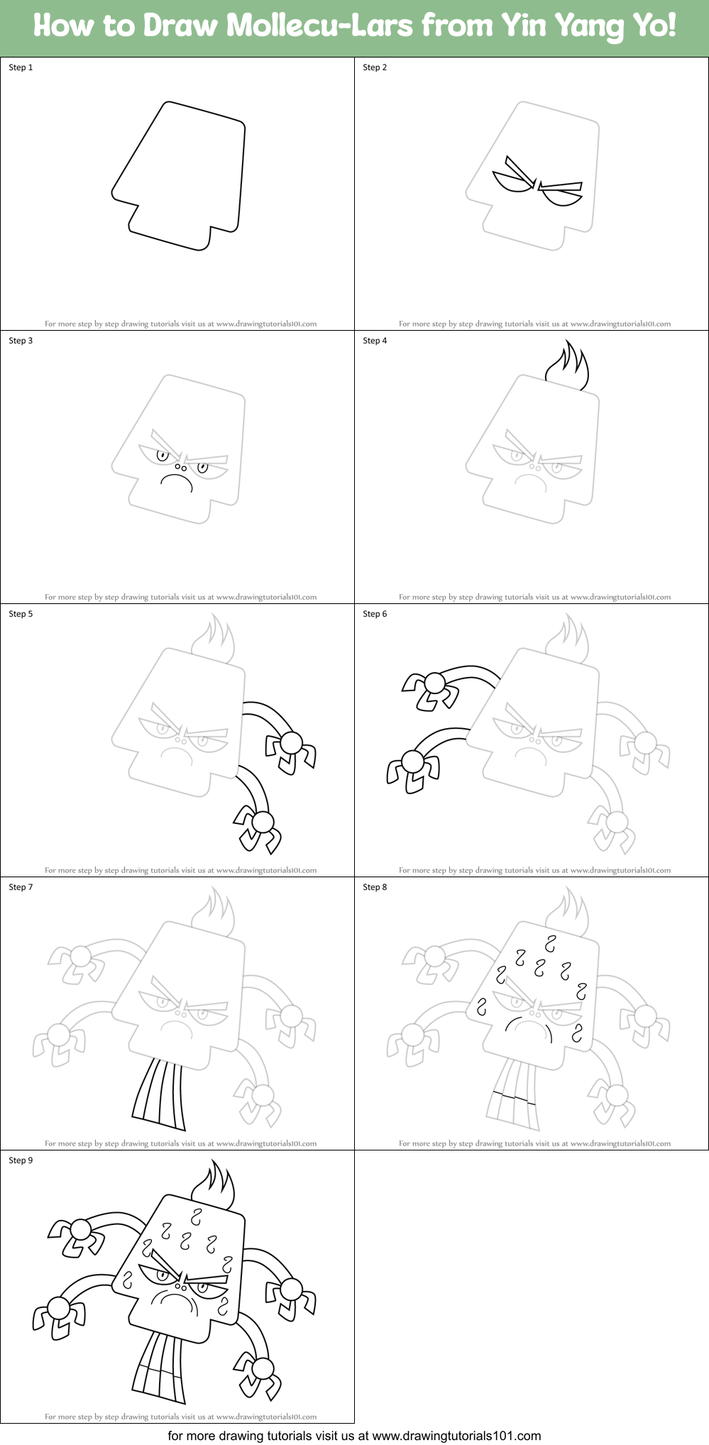 How to Draw Mollecu-Lars from Yin Yang Yo! Printable Step by Step