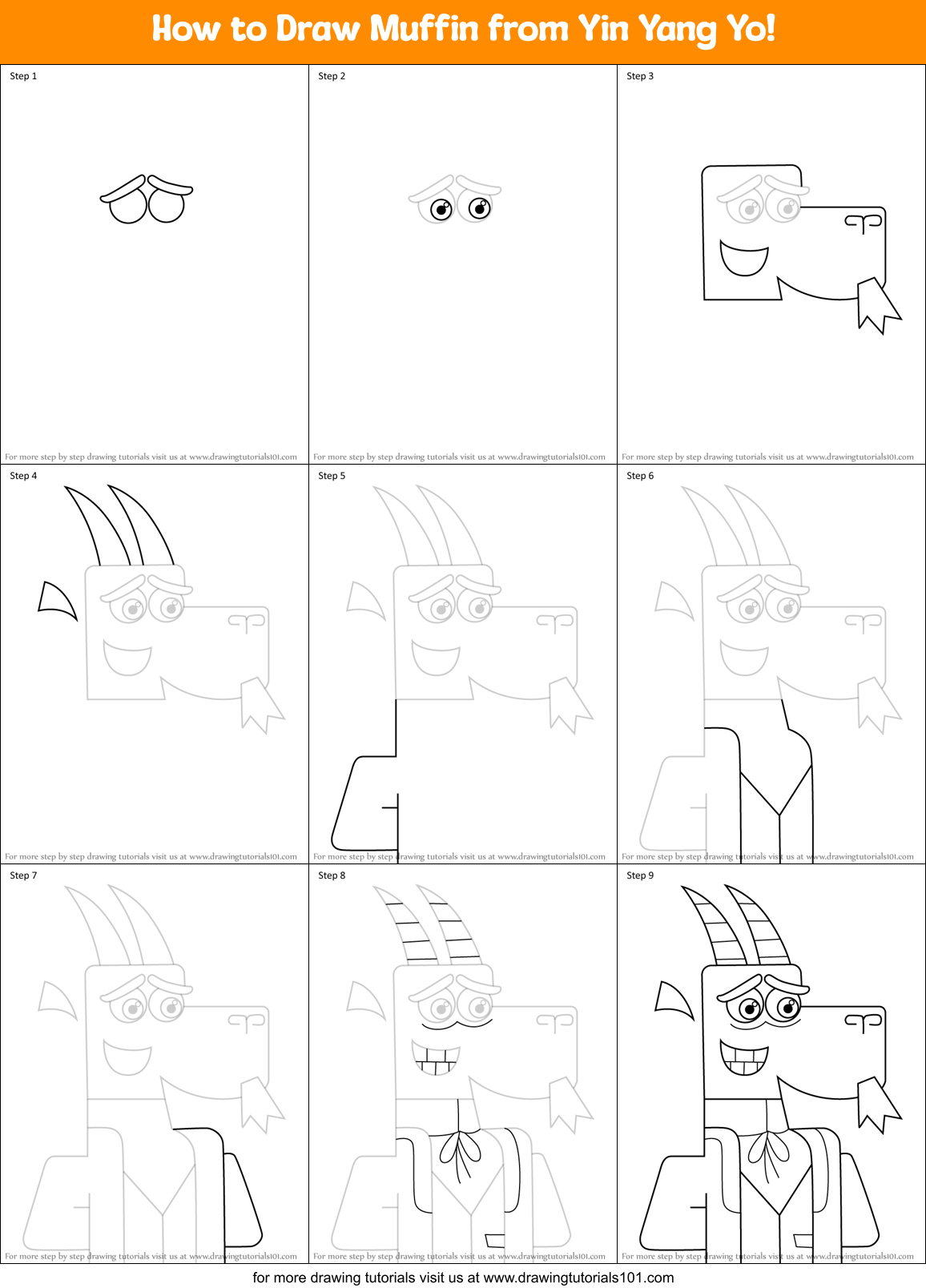 How to Draw Muffin from Yin Yang Yo! Printable Step by Step