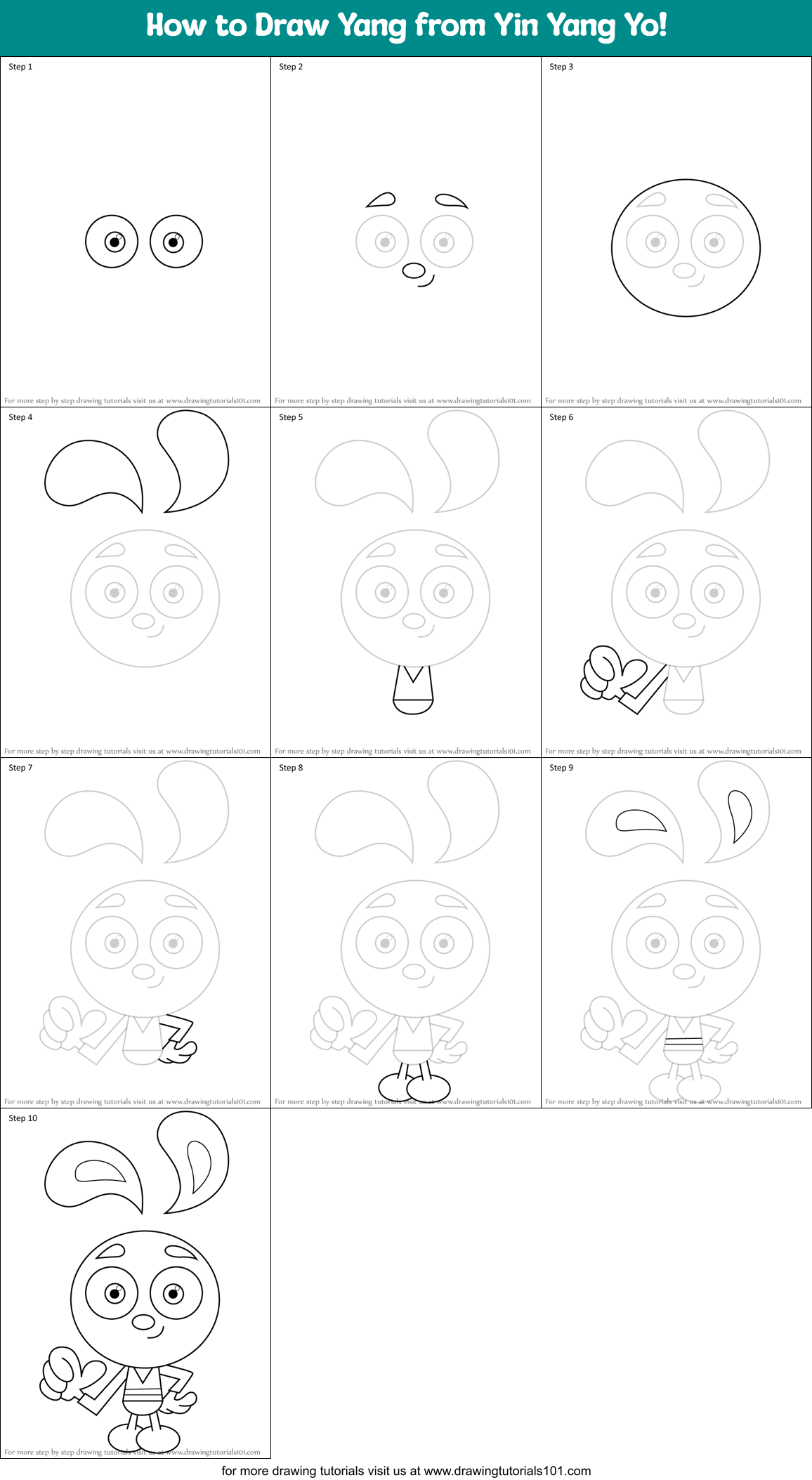 How to Draw Yang from Yin Yang Yo! Printable Step by Step