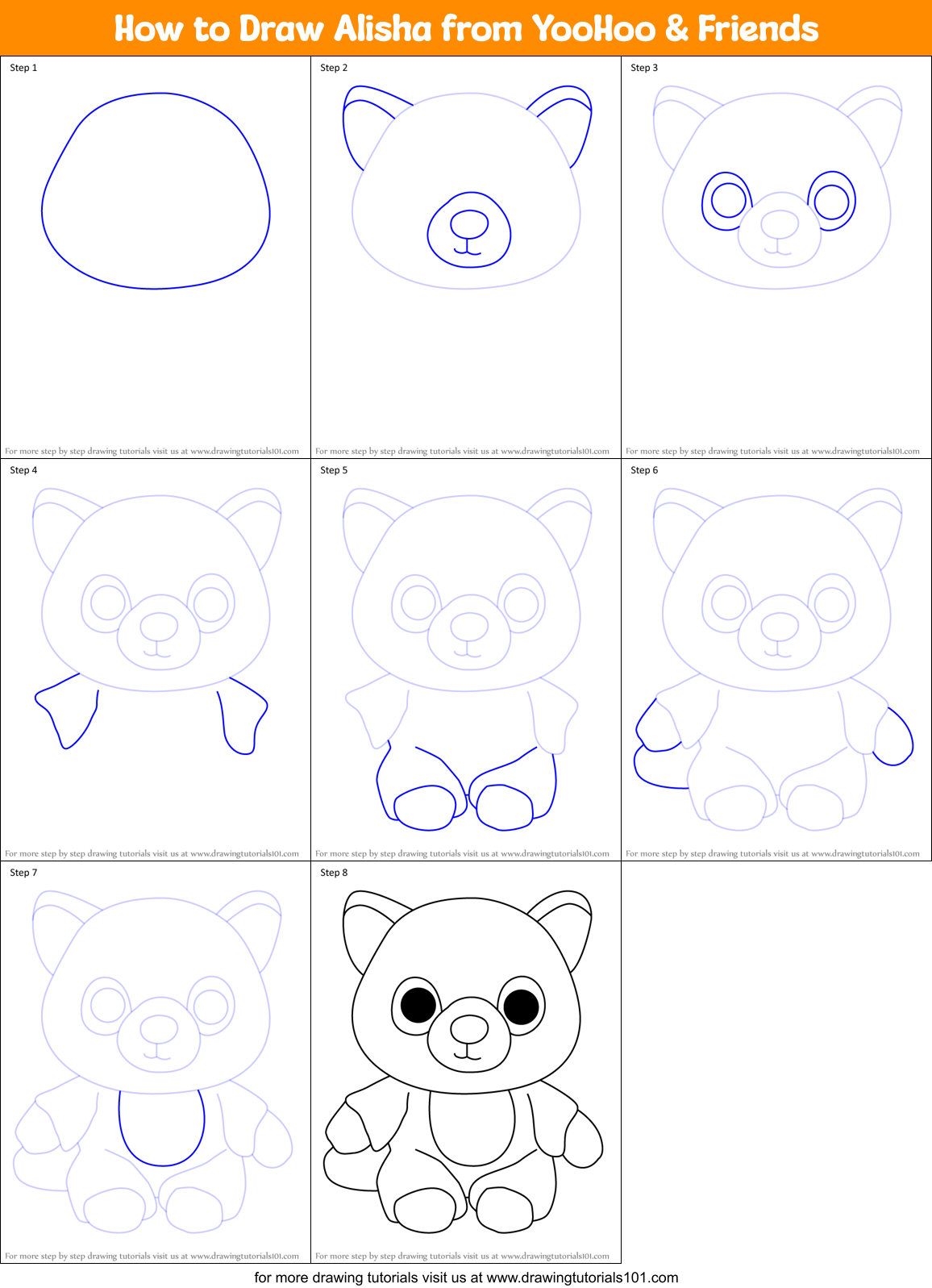How to Draw Alisha from YooHoo & Friends Printable Step by Step
