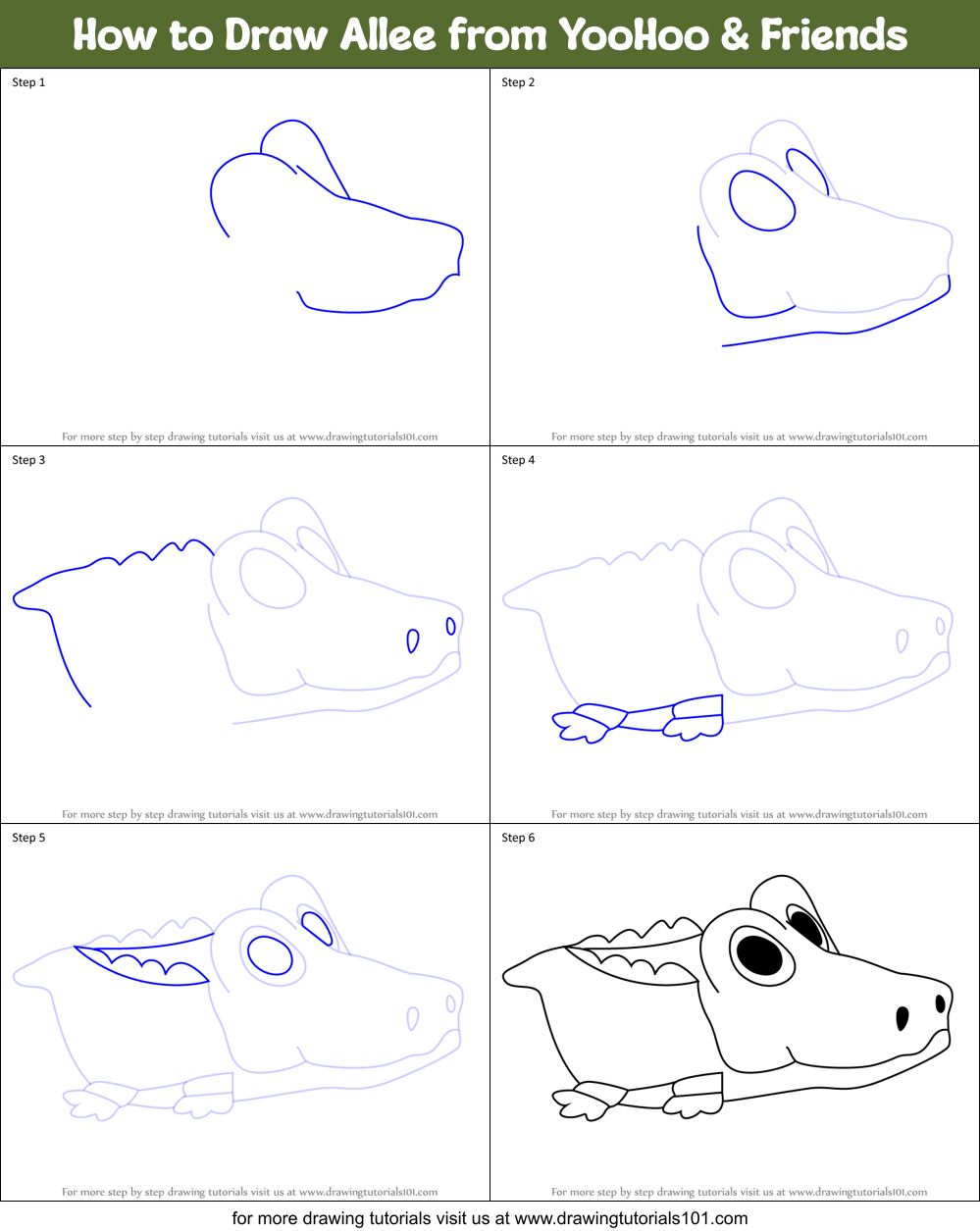 How to Draw Allee from YooHoo & Friends Printable Step by Step
