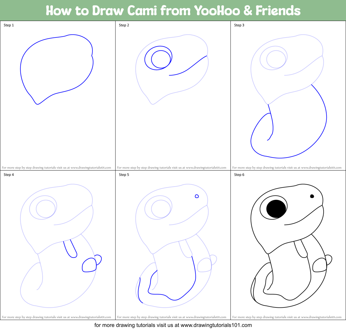 How to Draw Cami from YooHoo & Friends Printable Step by Step