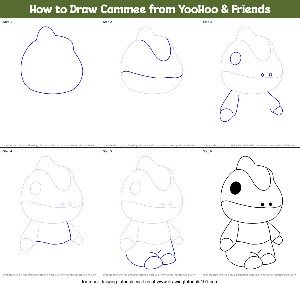 How to Draw Cammee from YooHoo & Friends Printable Step by Step